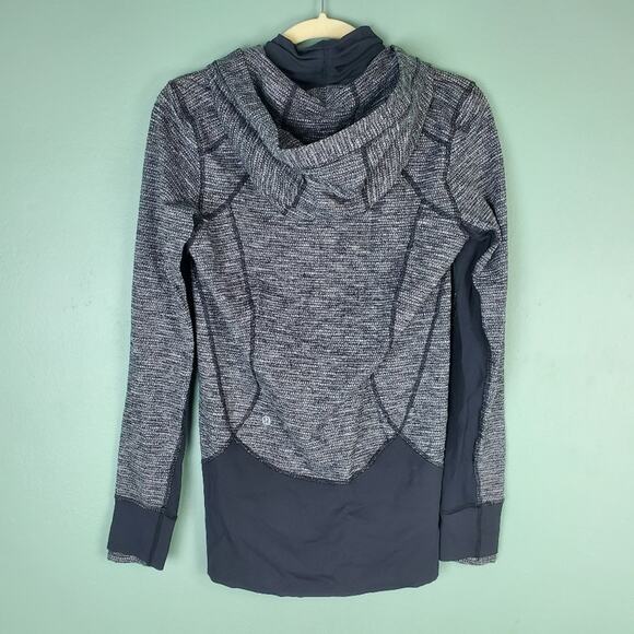 Lululemon Daily Practice Full Zip Black White Hoodie Jacket Size 8 - Picture 2 of 8